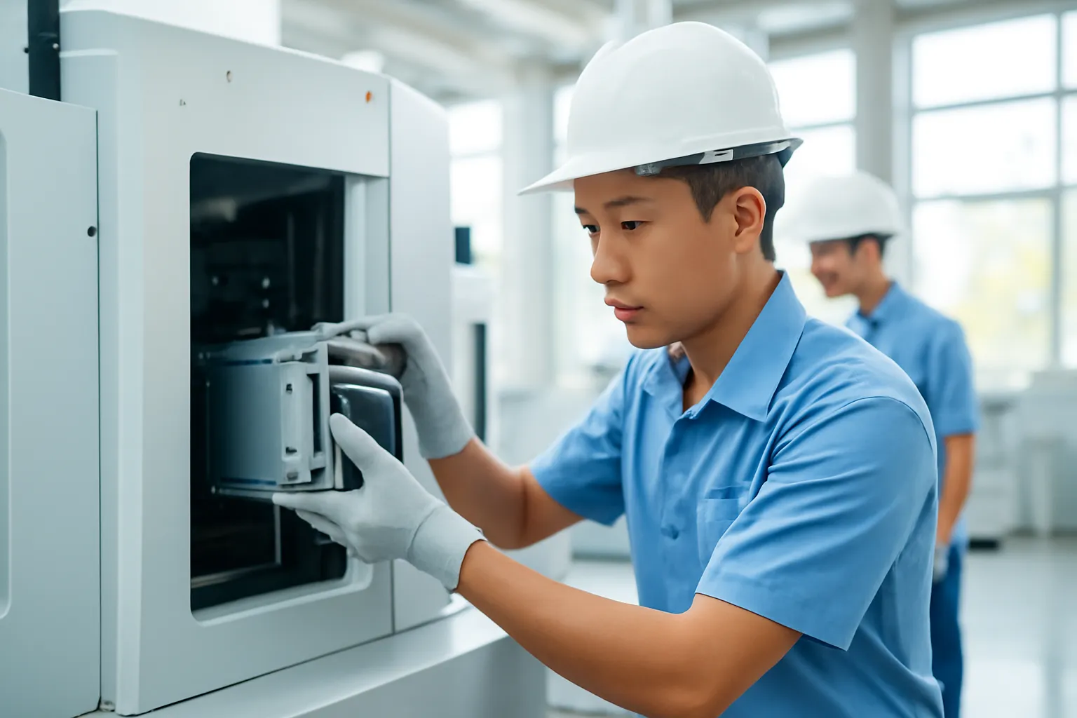 Kỹ sư Việt Nam thay một bộ phận trong cỗ máy lớn sạch sẽ